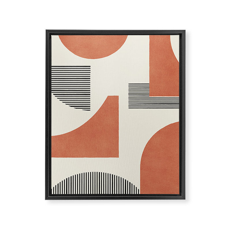 Abstract Lines Composition - Orange Brown Framed Canvas Print Gallery Image 6