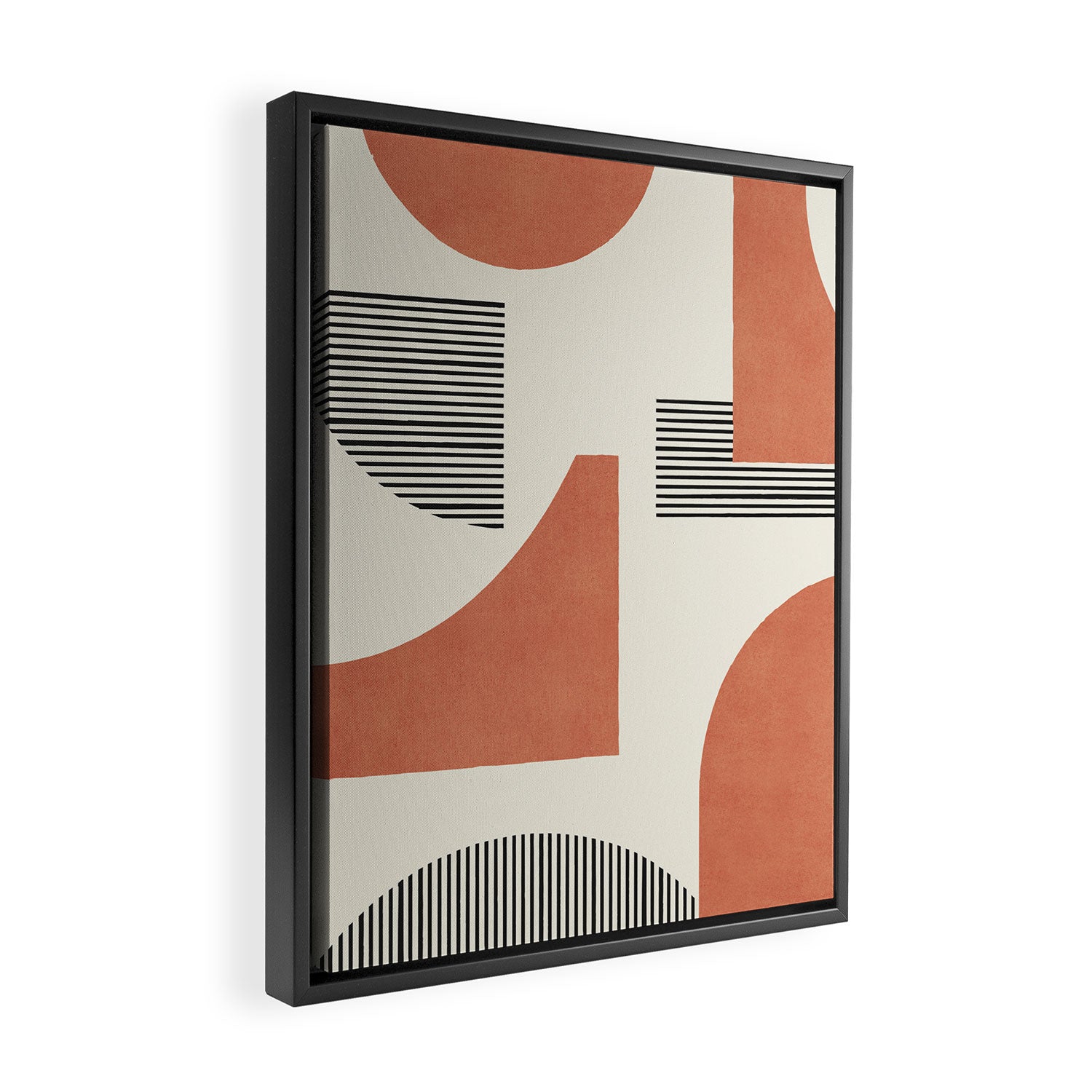 Abstract Lines Composition - Orange Brown Framed Canvas Print Gallery Image 2