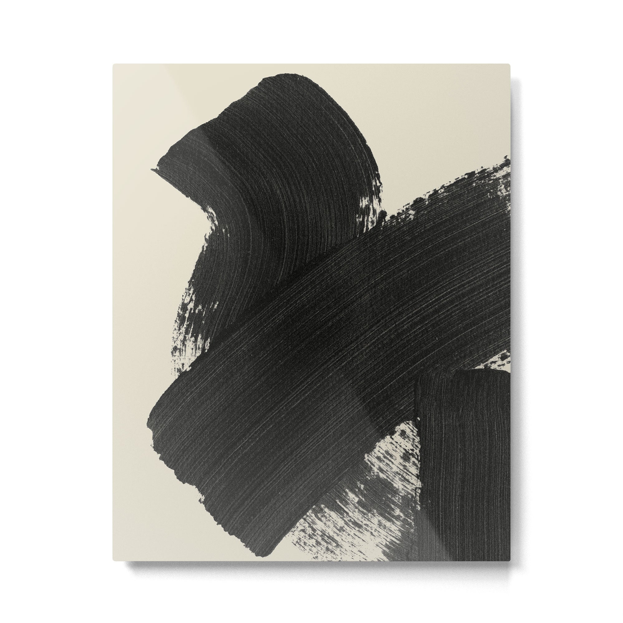 Abstract Paint Brush Stroke 1 -  Black and White Metal Print Gallery Image 4