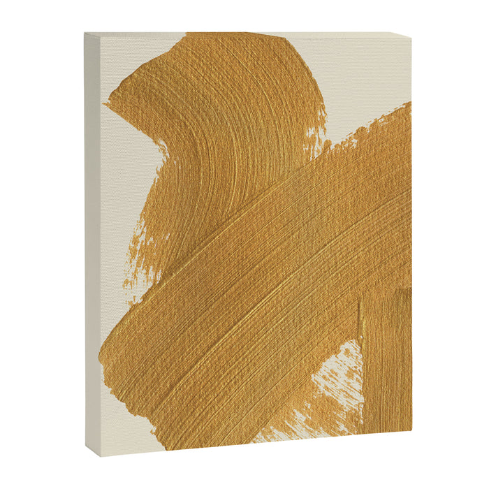 Abstract Paint Brush Stroke 1 - Gold Canvas Print Gallery Image 1