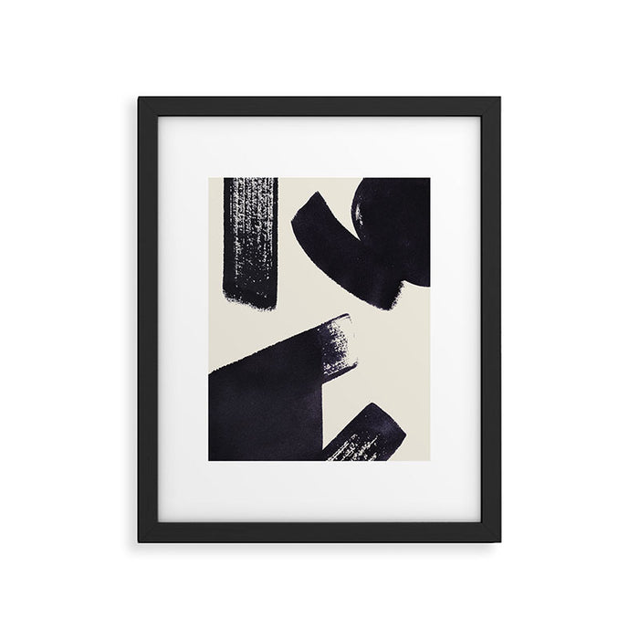 Abstract Paint Composition 1 - Black and White Framed Art Print Gallery Image 1