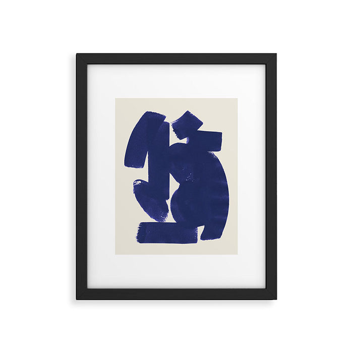 Abstract Paint Form 1 - Dark Blue Framed Art Print Gallery Image 1