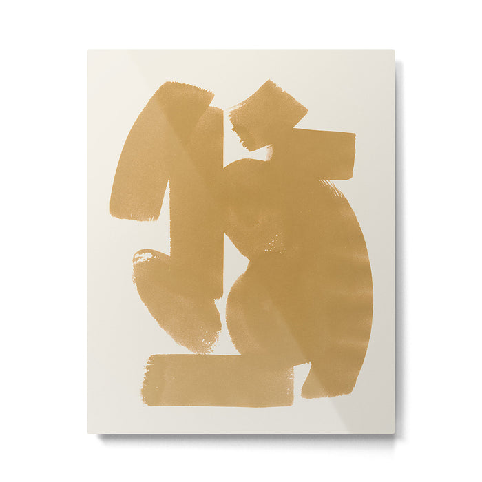 Abstract Paint Form 1 - Gold Yellow Metal Print Gallery Image 1