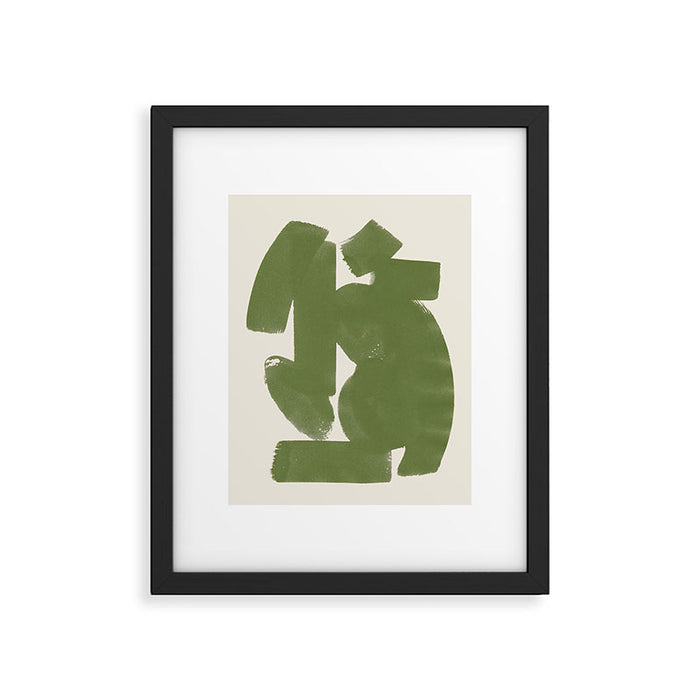 Abstract Paint Form 1 - Green Framed Art Print Gallery Image 1