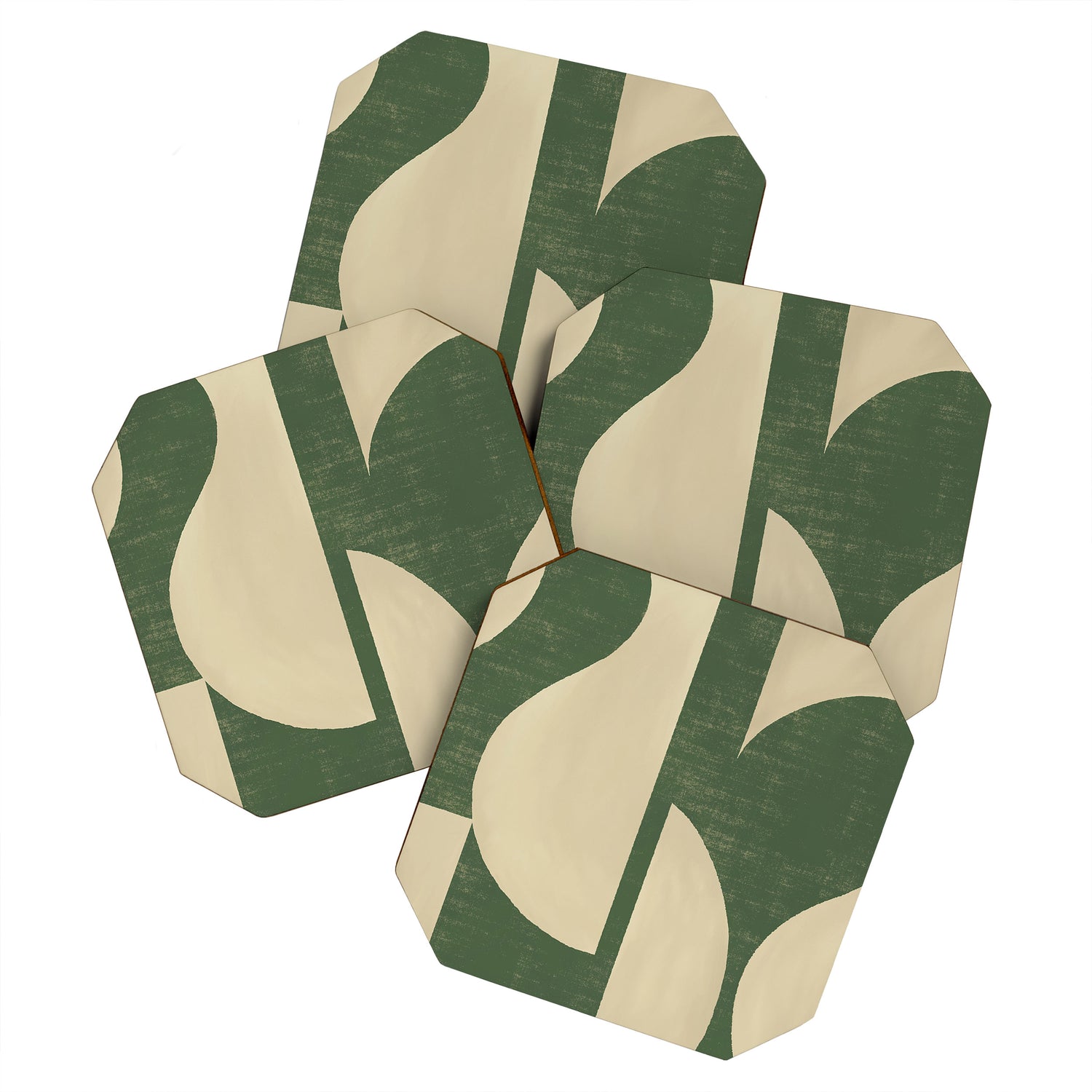 Abstract vase collage - deep green Coaster Gallery Image 1