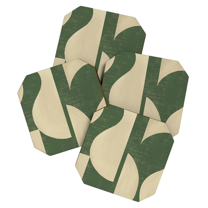 Abstract vase collage - deep green Coaster Gallery Image 1