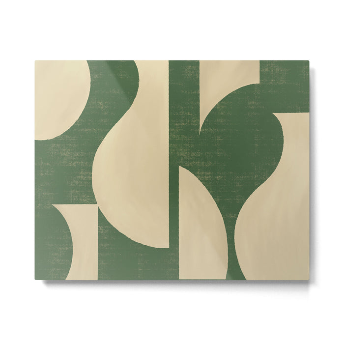 Abstract vase collage - deep green Metal Print Gallery Image 1