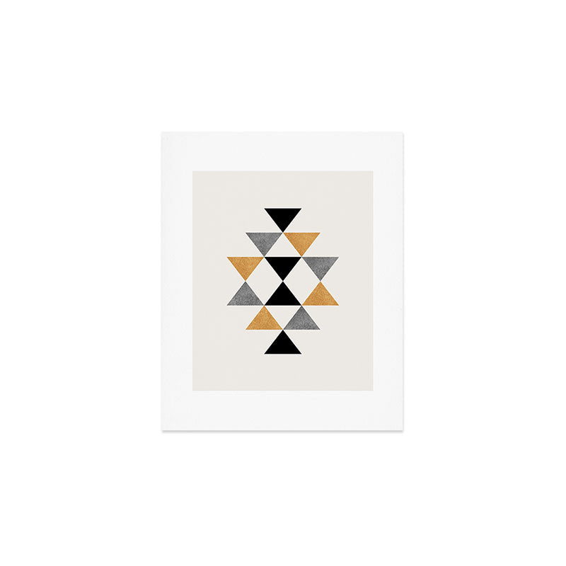 Aztec Graphic - Gold Gray Art Print Gallery Image 1