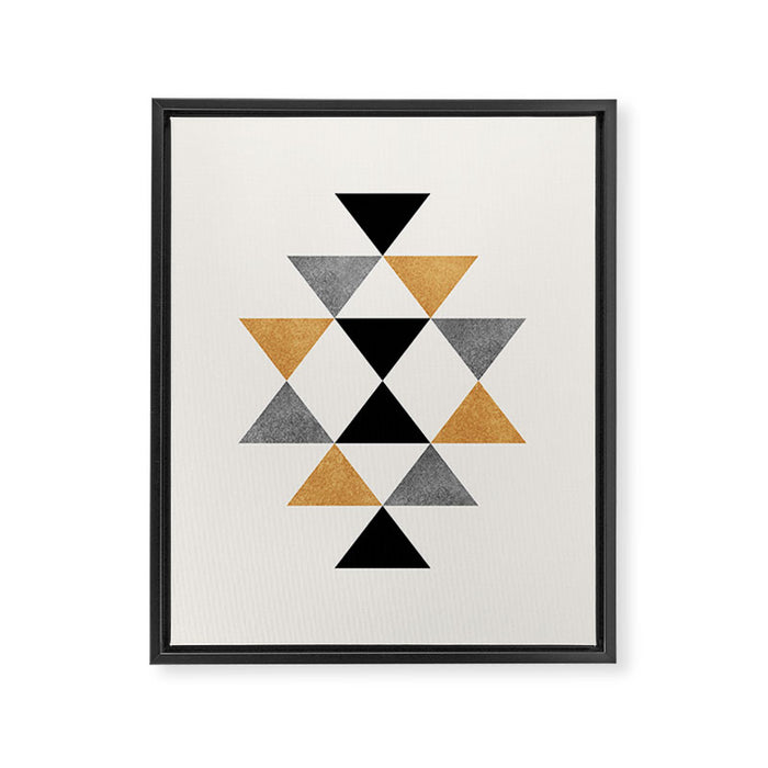 Aztec Graphic - Gold Gray Framed Canvas Print Gallery Image 1