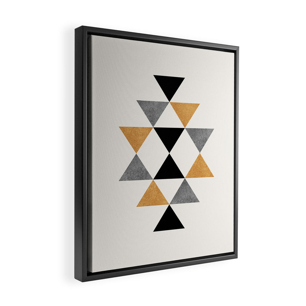 Aztec Graphic - Gold Gray Framed Canvas Print Gallery Image 2