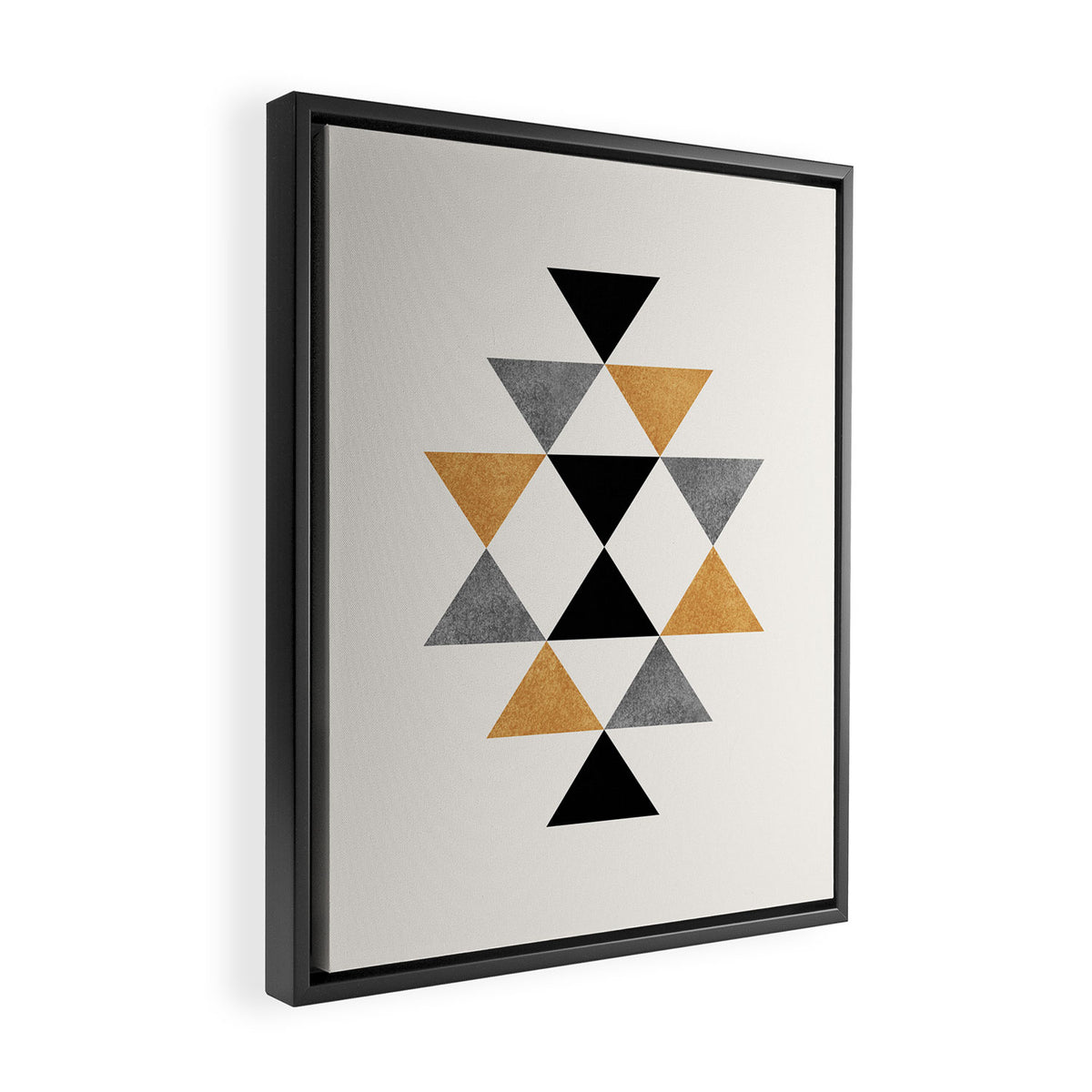 Aztec Graphic - Gold Gray Framed Canvas Print Gallery Image 2