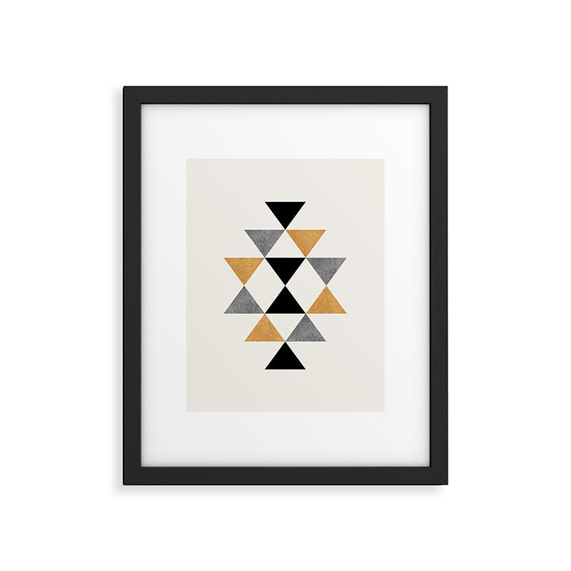 Aztec Graphic - Gold Gray Framed Art Print Gallery Image 6