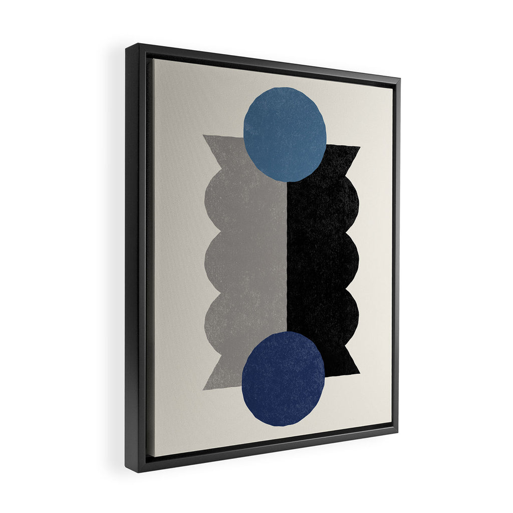 Balance Colorblock - Blue Grey Black Framed Canvas Print Gallery Image 2