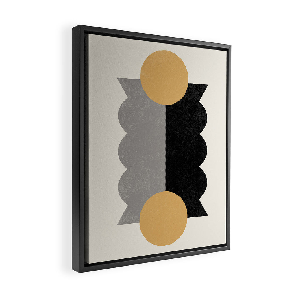 BalanceColorblock - Gold Black Framed Canvas Print Gallery Image 2
