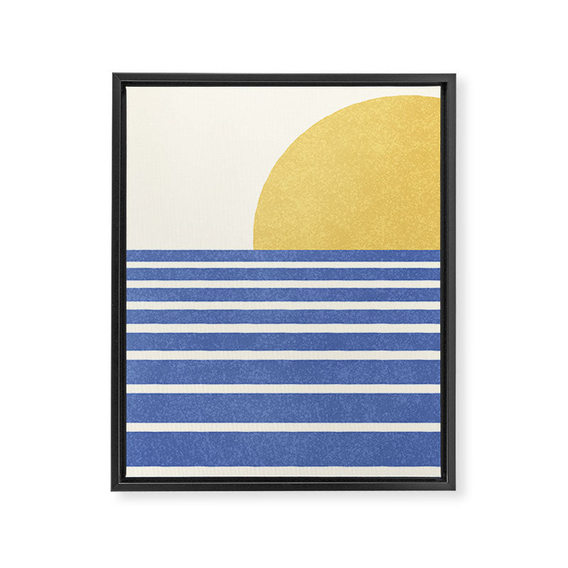 Beach Horizon Lines gold blue Framed Canvas Print Gallery Image 6