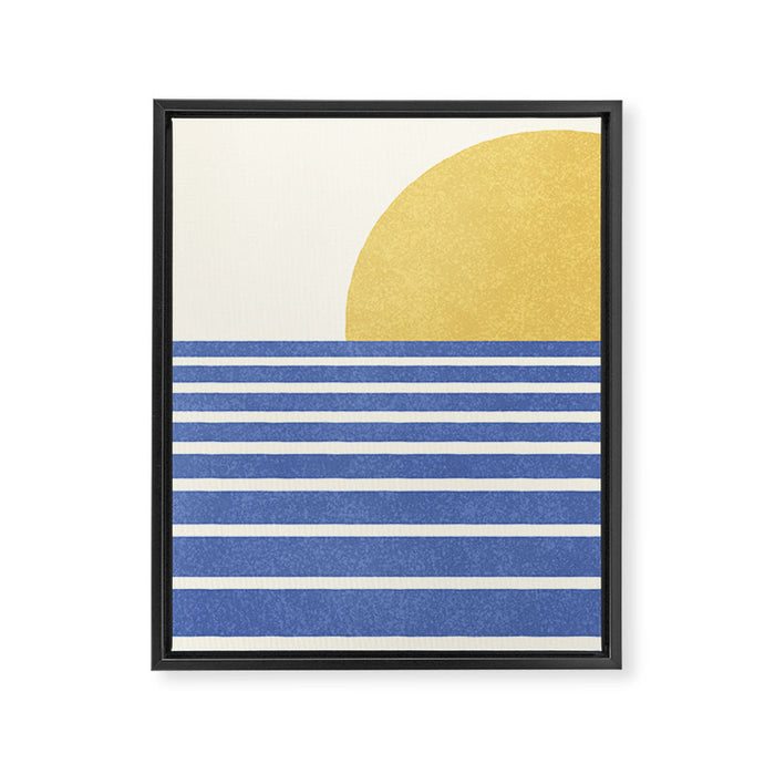 Beach Horizon Lines gold blue Framed Canvas Print Gallery Image 1