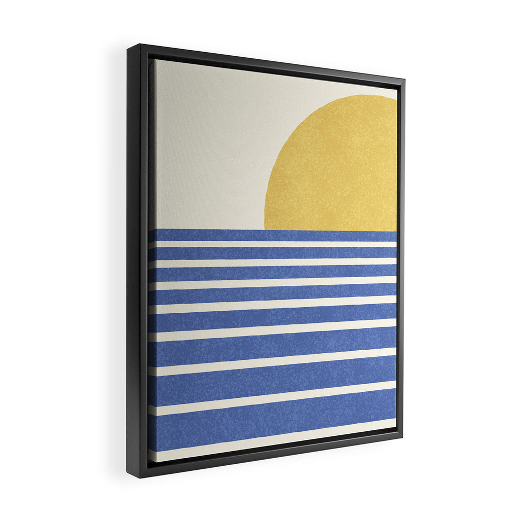 Beach Horizon Lines gold blue Framed Canvas Print Gallery Image 2