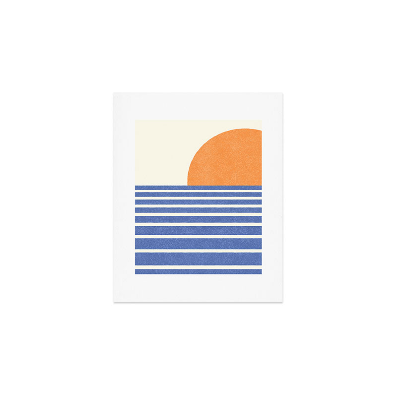 Beach Horizon Lines orange blue Art Print Gallery Image 1