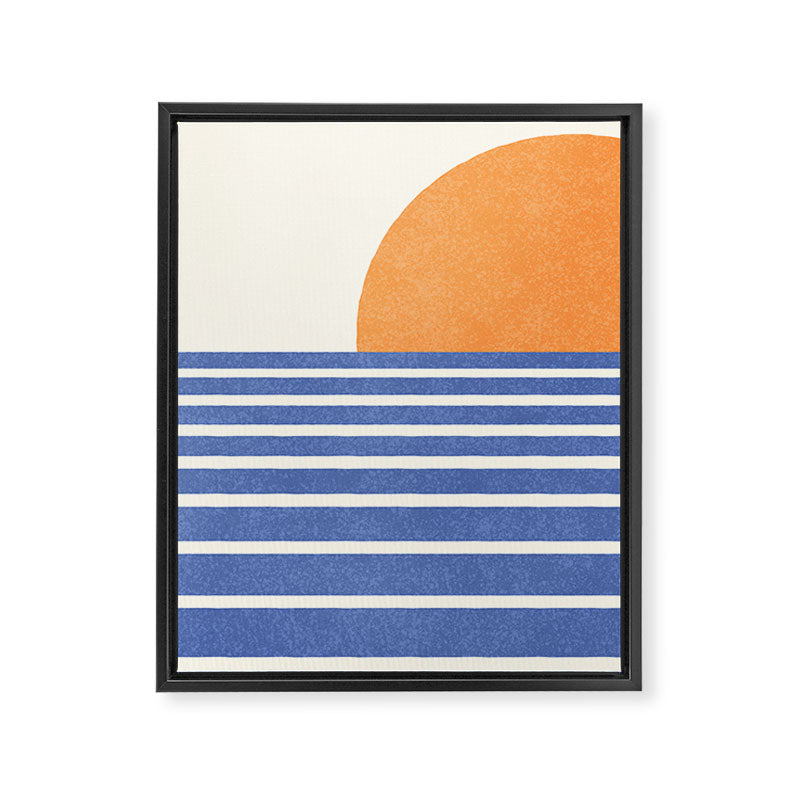 Beach Horizon Lines orange blue Framed Canvas Print Gallery Image 6