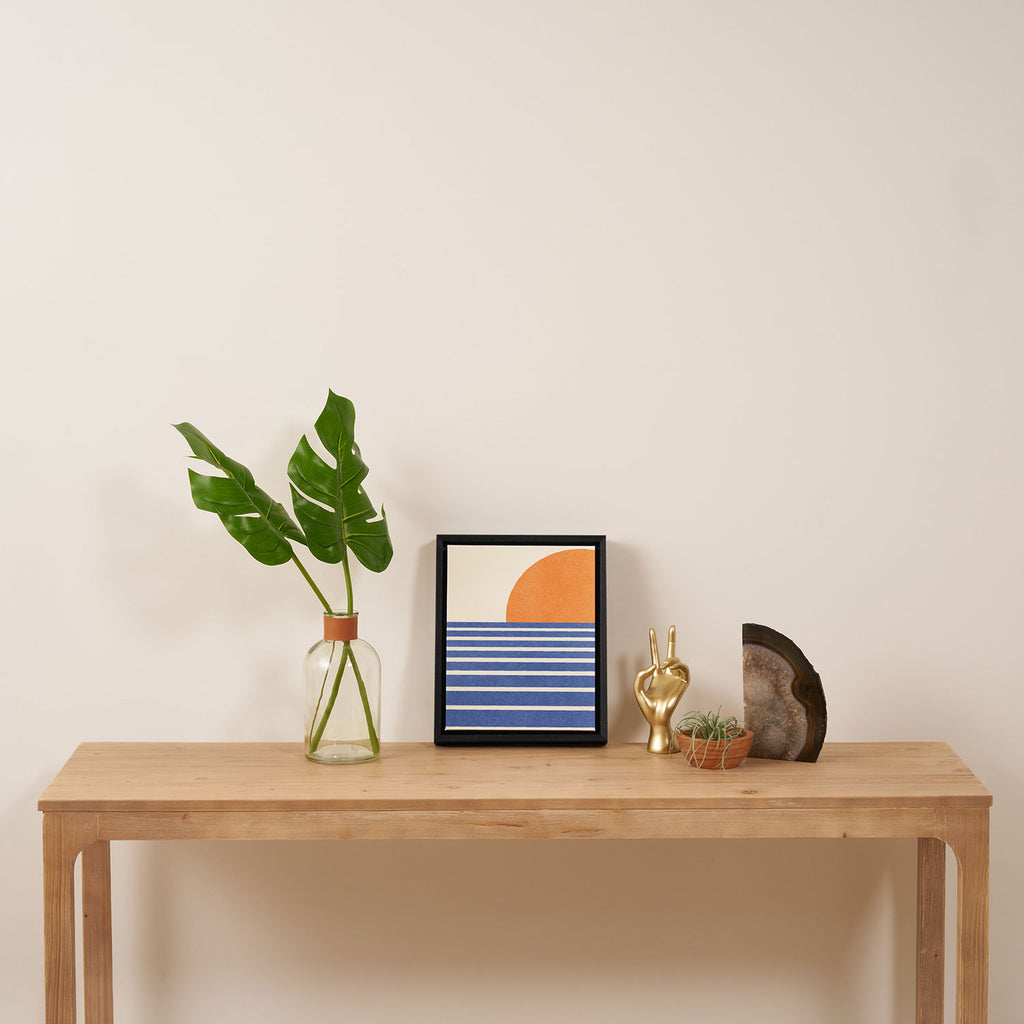Beach Horizon Lines orange blue Framed Canvas Print Gallery Image 4