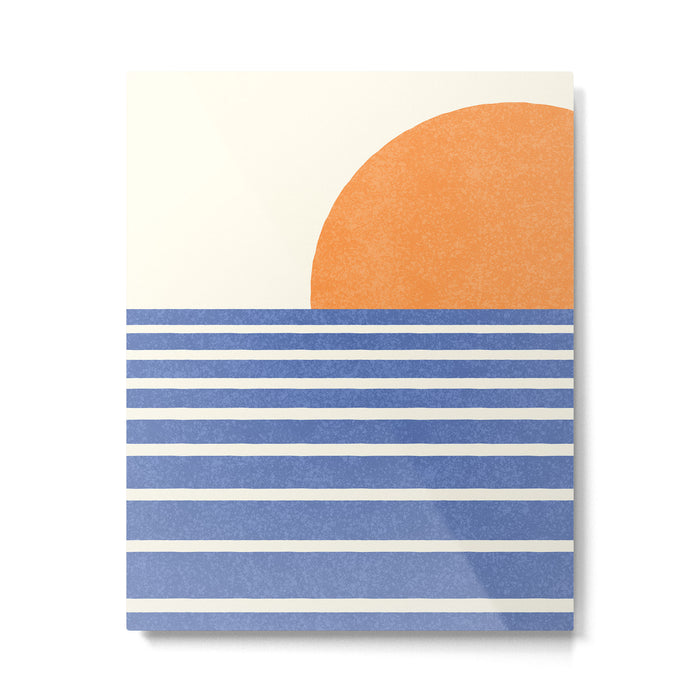 Beach Horizon Lines orange blue Metal Print Gallery Image 1