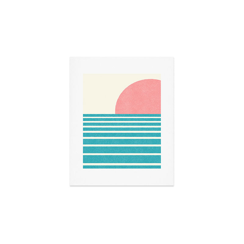 Beach Horizon Lines pink green Art Print Gallery Image 1