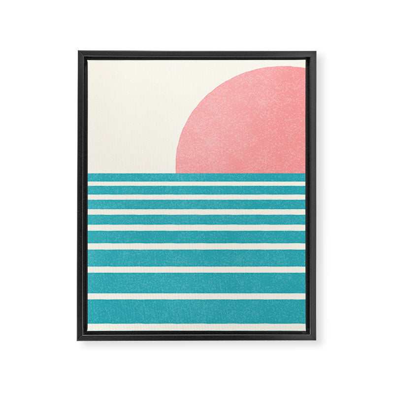 Beach Horizon Lines pink green Framed Canvas Print Gallery Image 6