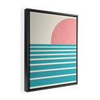Beach Horizon Lines pink green Framed Canvas Print Gallery Image 2