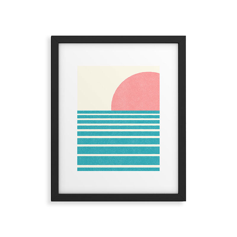 Beach Horizon Lines pink green Framed Art Print Gallery Image 5