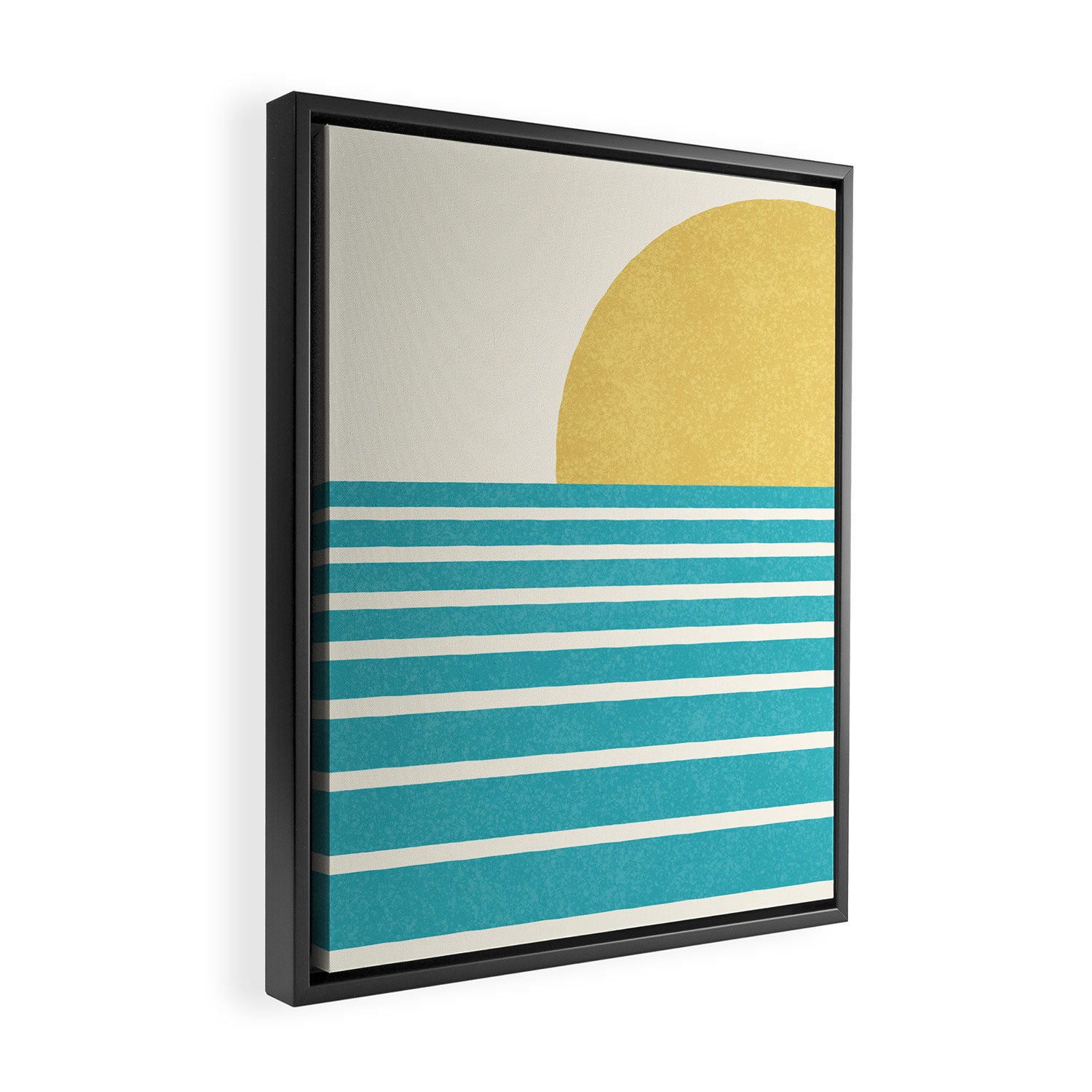 Beach Horizon Lines yellow green Framed Canvas Print Gallery Image 2