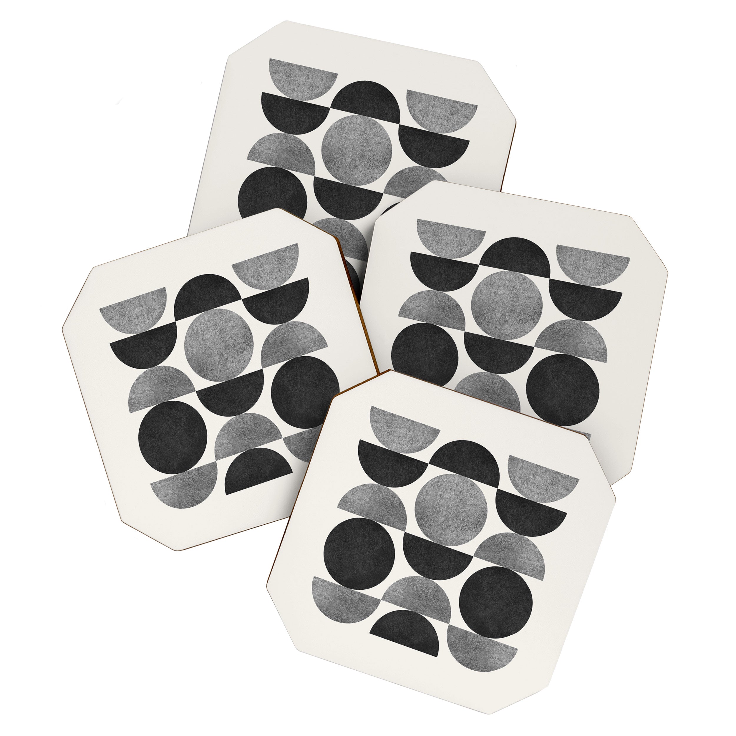 Black grey retro Mid century modern Coaster Gallery Image 1