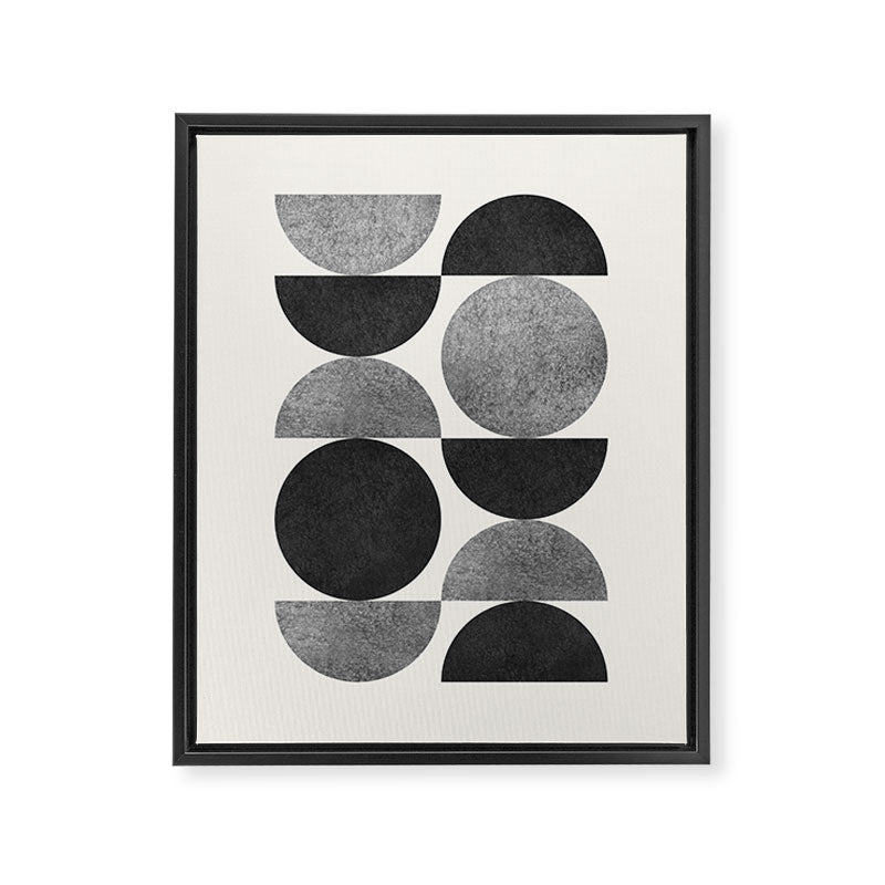 Black grey retro Mid century modern Framed Canvas Print Gallery Image 6