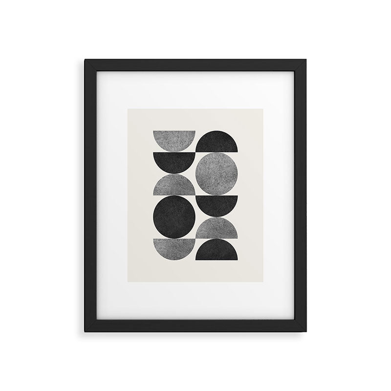 Black grey retro Mid century modern Framed Art Print Gallery Image 5