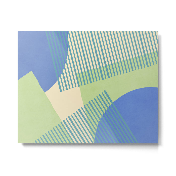 Bloc Lines Half-circle - Green Blue Metal Print Gallery Image 1