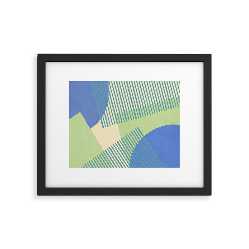 Bloc Lines Half-circle - Green Blue Framed Art Print Gallery Image 5