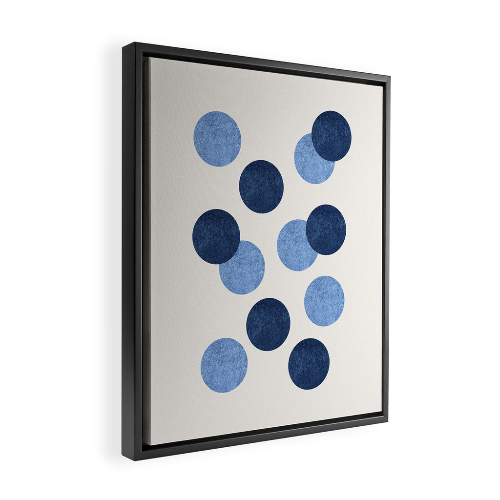 Blue Dots - Abstract Pattern Framed Canvas Print Gallery Image 2