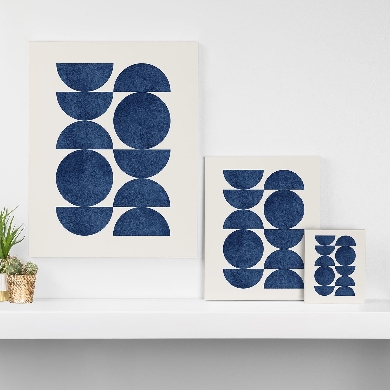 Blue navy retro scandinavian Mid century modern Canvas Print Gallery Image 3