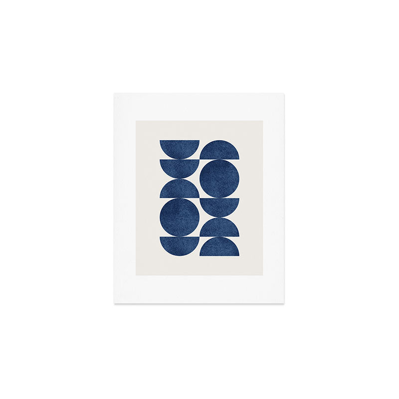 Blue navy retro scandinavian Mid century modern Art Print Gallery Image 1