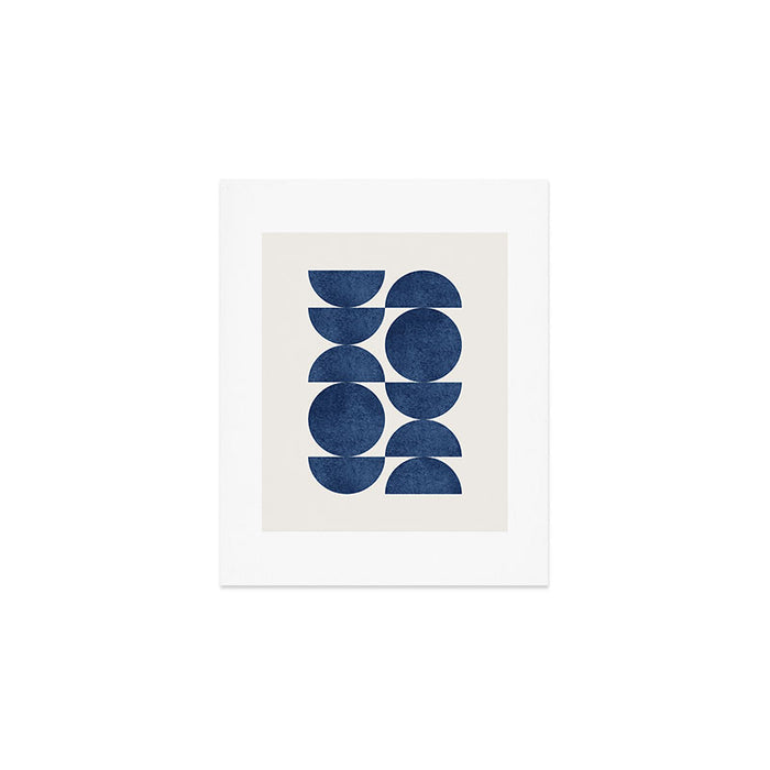 Blue navy retro scandinavian Mid century modern Art Print Gallery Image 1