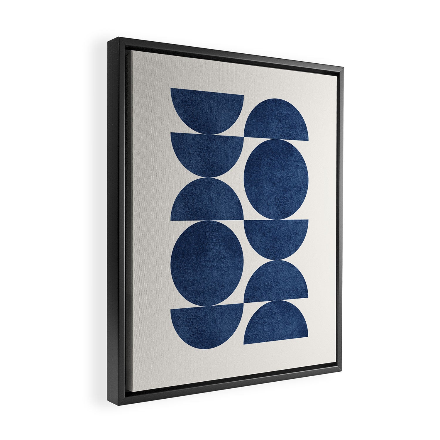Blue navy retro scandinavian Mid century modern Framed Canvas Print Gallery Image 2