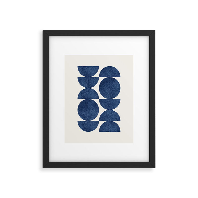 Blue navy retro scandinavian Mid century modern Framed Art Print Gallery Image 5