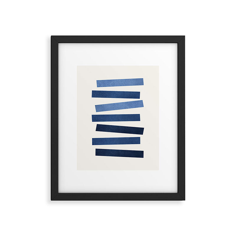 Blue shades Mid-century modern style Framed Art Print Gallery Image 5