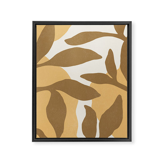 Botanic Abstract - Gold Brown Framed Canvas Print Gallery Image 1