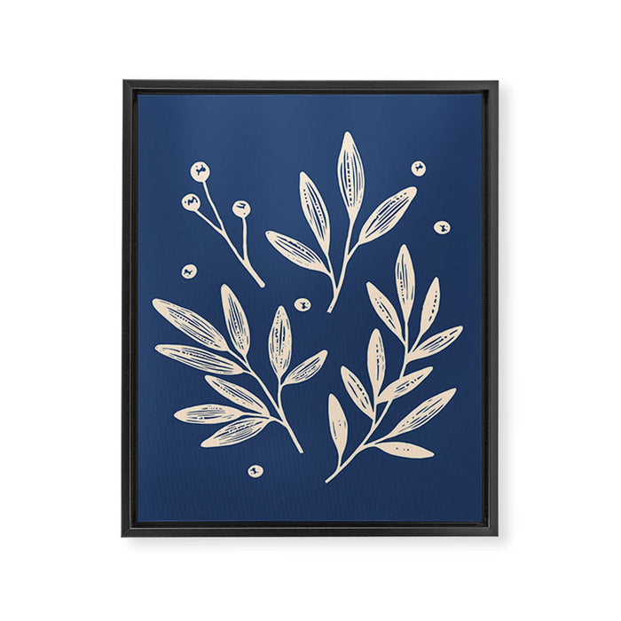 Botanic Pattern - Navy Framed Canvas Print Gallery Image 1