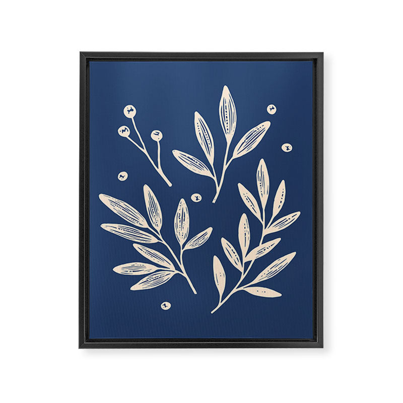 Botanic Pattern - Navy Framed Canvas Print Gallery Image 6