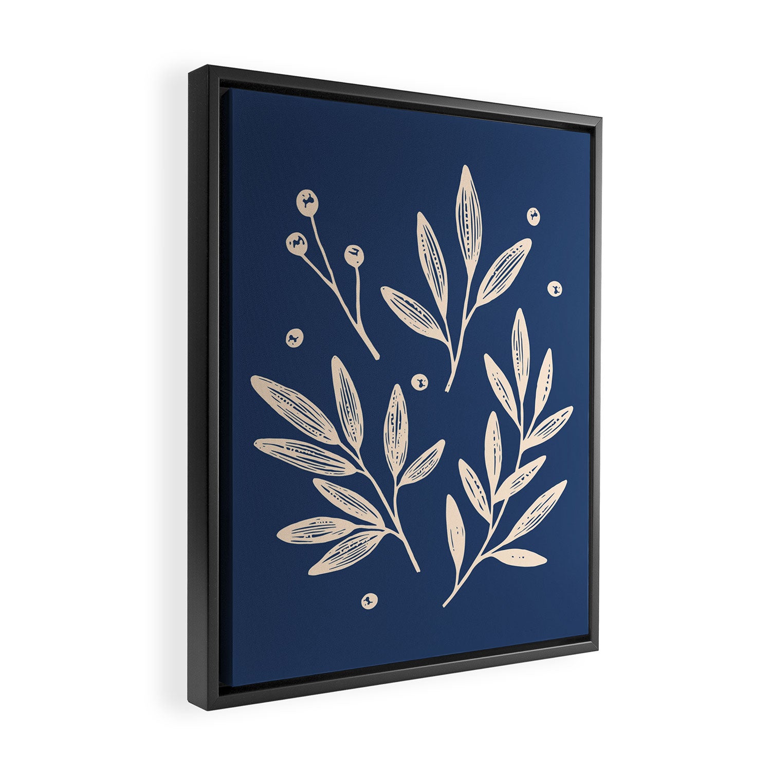 Botanic Pattern - Navy Framed Canvas Print Gallery Image 2