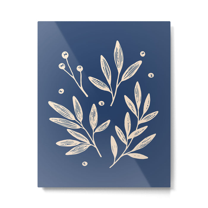 Botanic Pattern - Navy Metal Print Gallery Image 1