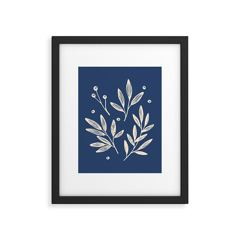 Botanic Pattern - Navy Framed Art Print Gallery Image 5