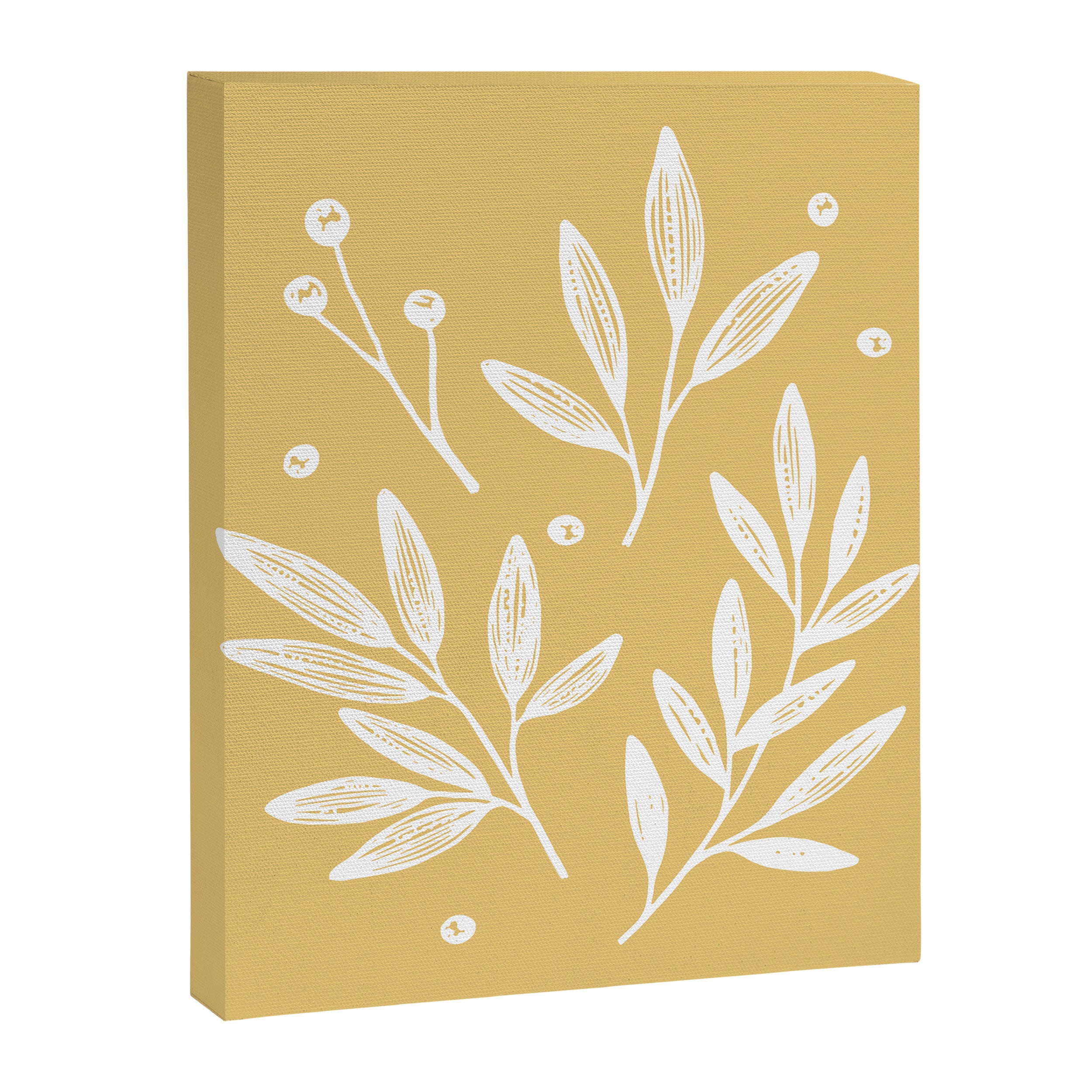 Botanic Pattern - White Yellow Canvas Print Gallery Image 6