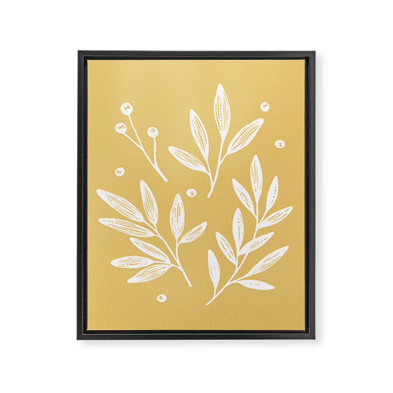 Botanic Pattern - White Yellow Framed Canvas Print Gallery Image 6